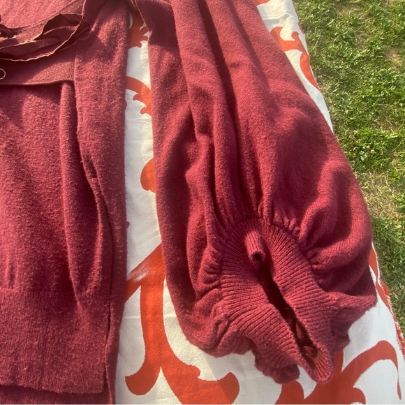 Leith Sweater Dress Long Sleeve Red Oversized Puffy Dress tie waist size xs - Picture 15 of 15